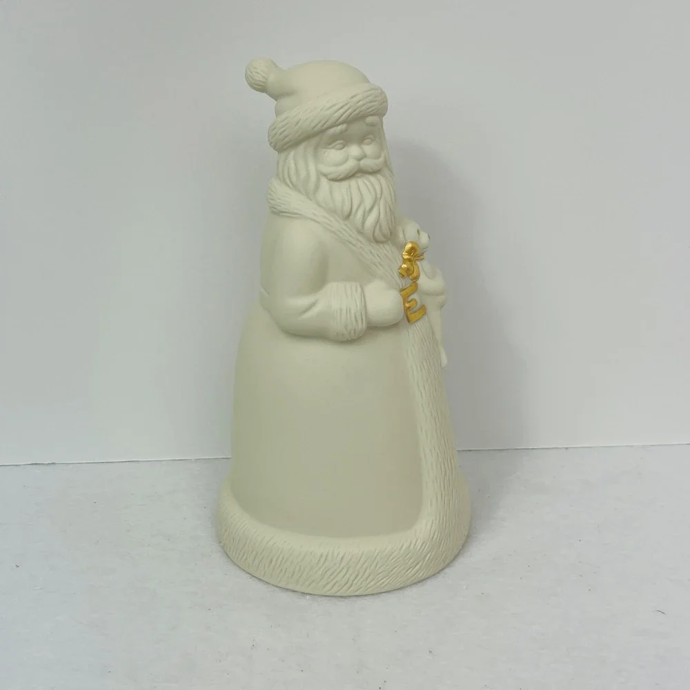 Lenox All is Bright Santa Figurine Light Up Ivory Porcelain Gold Letter E 863052